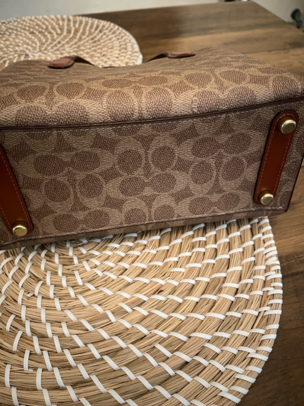 Coach Small willow Satchel in Beige Signature Canvas with Chestnut Trim - Picture 10 of 16